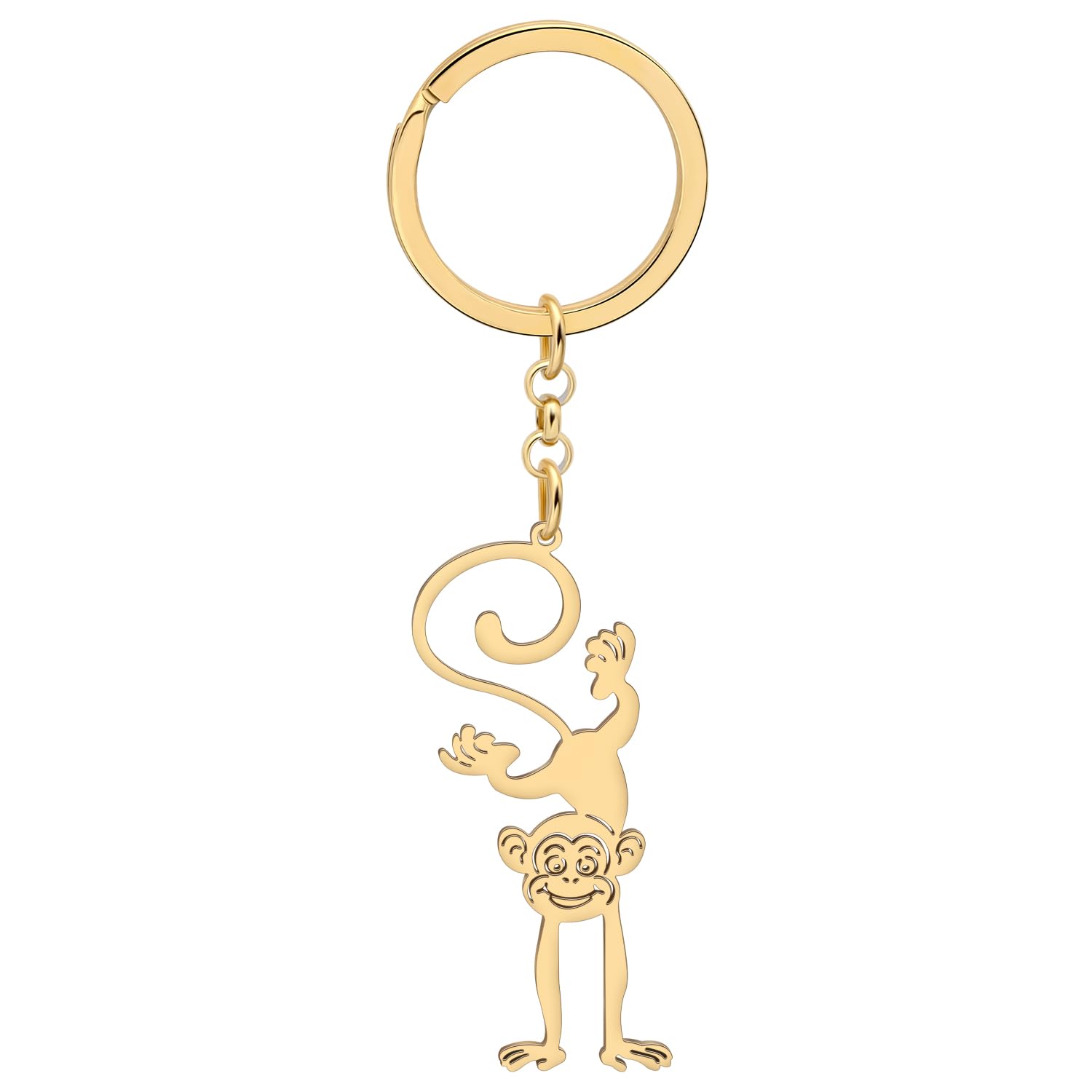 Stainless Steel Funny Monkey Keychain Animal Key Chains for Car Keys Women Girls Bag Backpack Accessories Purse Charms