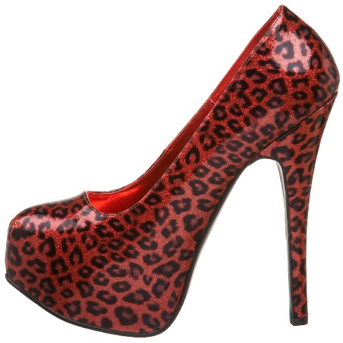 Pleaser Bordello Women's Teeze 37 Cheetah Platfom Pump,Red Cheetah Patent,8 M Us #TOP6