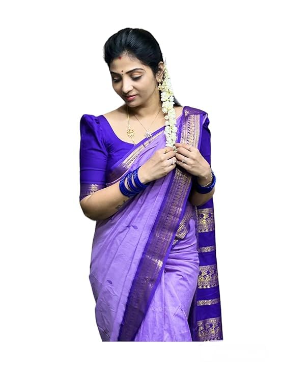 GenericILAIYAAL CLOTHINGS Women's Kanjivaram Cotton Silk Saree South Indian Paithani Sari | gadwal cotton sarees with Zari Border and Blouse Piece - Suitable For All Indian Occasions and Festivals 191