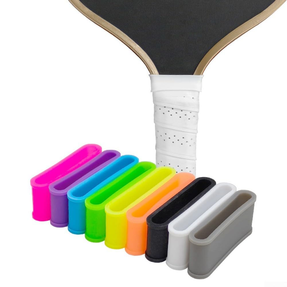 Lot de 9 anneaux de fixation en silicone pour raquette de pickleball, paddle, tennis Multicolore 5 cm