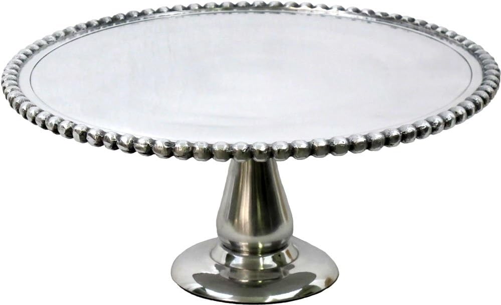 13" Beaded Alumimum Cake Stand