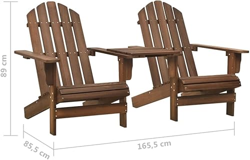 Miniatura 6 de Sillas de césped, muebles de porche, juego de muebles de patio, sillas Adirondack con mesa de té, madera maciza, abeto marrón para cocina al aire