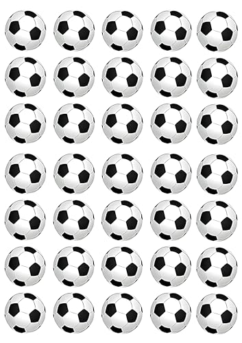 OBLEAS DE FÚTBOL PREMIUM, Balones de fútbol comestibles para decorar tartas, pasteles, magdalenas, cupcakes, muffins o galletas. 35 piezas, ¡SE INCLUYE UNA HOJA DE BONIFICACIÓN!