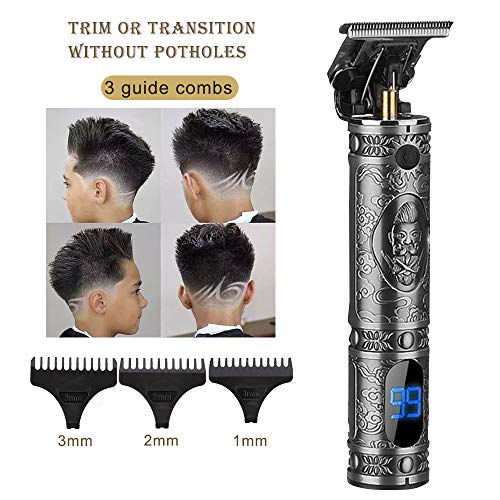 Máquina de cortar cabelo para homens, Tela de LED profissional sem fio Kits de higiene recarregáveis