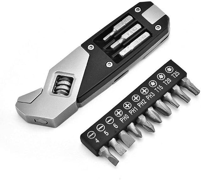 ArtisanShow Outdoor EDC Camping Gadget Adjustable Foldable Wrench EDC Multi Tool Wrench With Screwdriver Camping Equipment Multi-Function EDC Gadget Tools Portable Multitool Gift