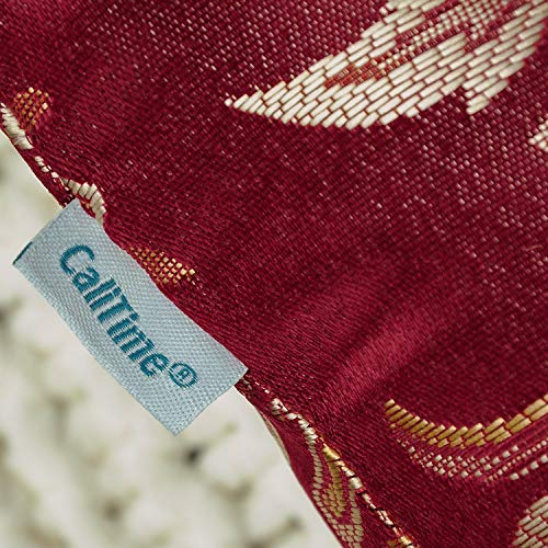 Calitime Pack Of 2 Supersoft Throw Pillow Covers Cases For Couch Sofa Home Decor Vintage Damask Fabric Floral Design 18 X 18 Inches Deep Red #TOP6