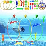BARAKYEG Tauchspielzeug,27PCS Tauchringe für Kinder mitAufbewahrungstasche,Wasserspielzeug Kinder Outdoo fürTauchtraining Poolparty Schwimmbad Spielzeug Tauchen Spielzeug,Pool Spielzeug ab 5-12 Jahren