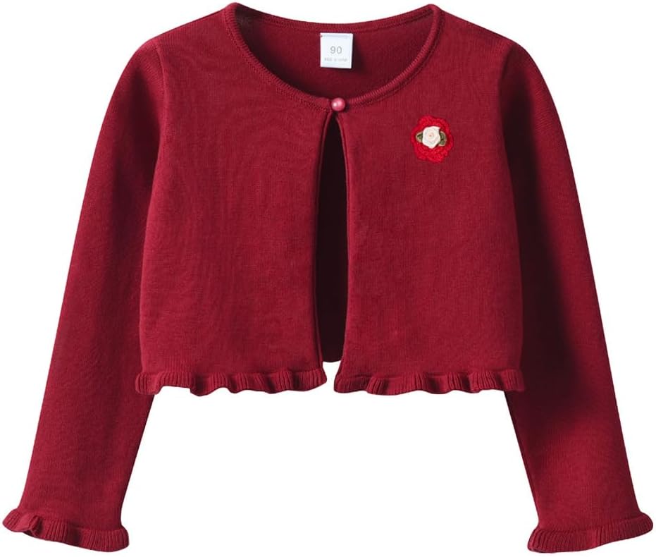 Vivobiniya Kid Girls Long Sleeve Bolero Shrug Baby Girl Knit Single-Button Cardigan Layering Over Dresses
