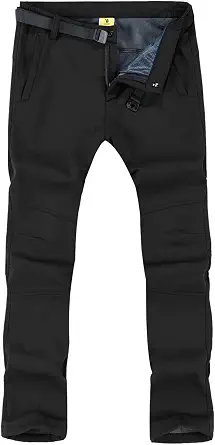  Men's Snow Ski Hiking Pants Waterproof Winter Fleece Lined Pants Camping Skiing Ice Fishing Pants with Belt