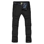 TBMPOY Men\'s Snow Ski Hiking Pants Waterproof Winter Fleece Lined Pants Camping Skiing Ice Fishing Pants with Belt 01 Thick Black M