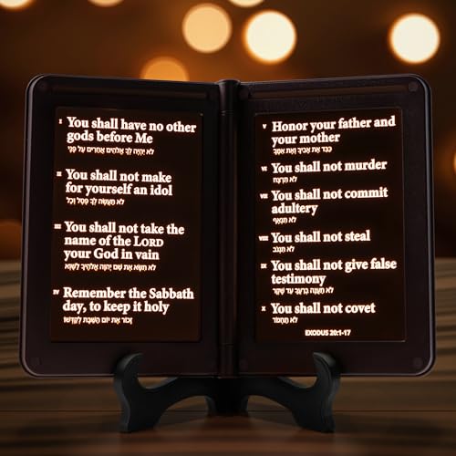 Image of mamre Bible Verses Lamp, The Old Testament Display Light - Thy Word is a lamp Unto My feet, and a Light Unto My Path. - Exodus 20:1-17 The Ten Commandments, Religious Inspirational Gift