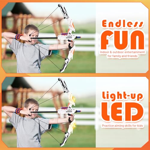image for maysida 2-Pack Kids Bow and Arrow Set, Archery Sets with 2 Light Up LE