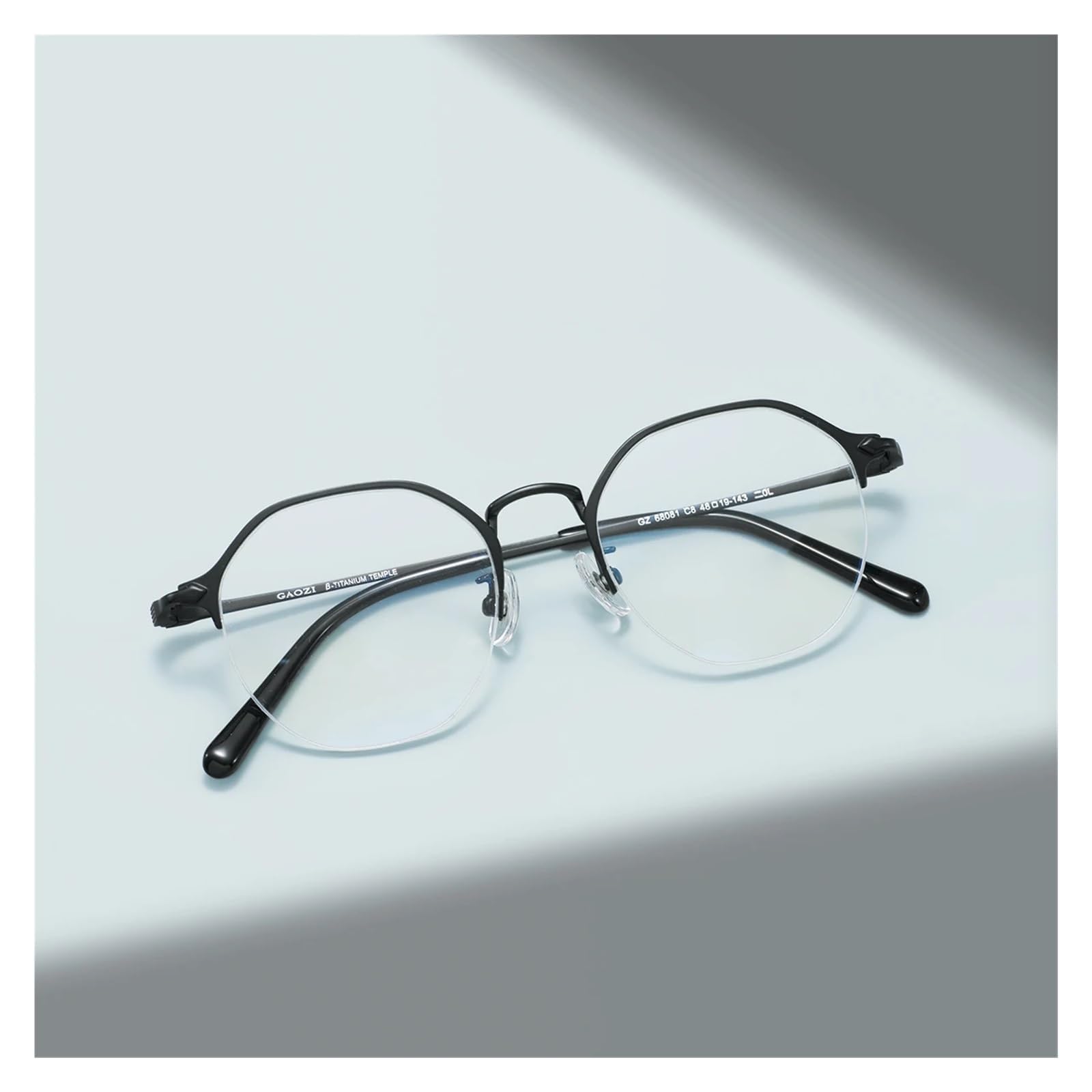 Occhiali a Mezza Montatura Occhiali Rotondi Occhiali da Nerd Medi Montature for Occhiali in Metallo Occhiali da Lettura con aste in Titanio Unisex(Svart)