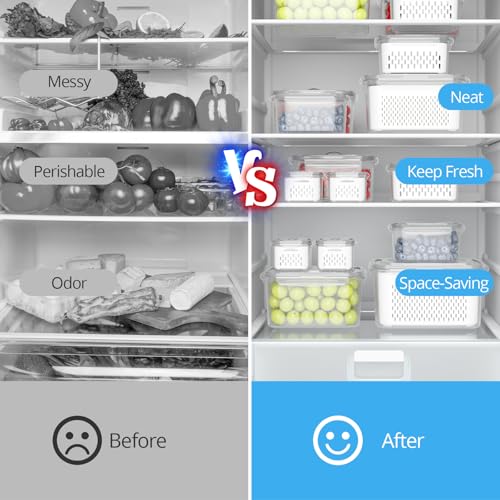 damynuo 10Pack Fruit Storage Containers for Fridge - Berry Containers with Vent and Handle Lids, Fruit Containers for Fridge with Colander, lettuce keeper for Refrigerator Organizers and Storage by damynuo - Image 6