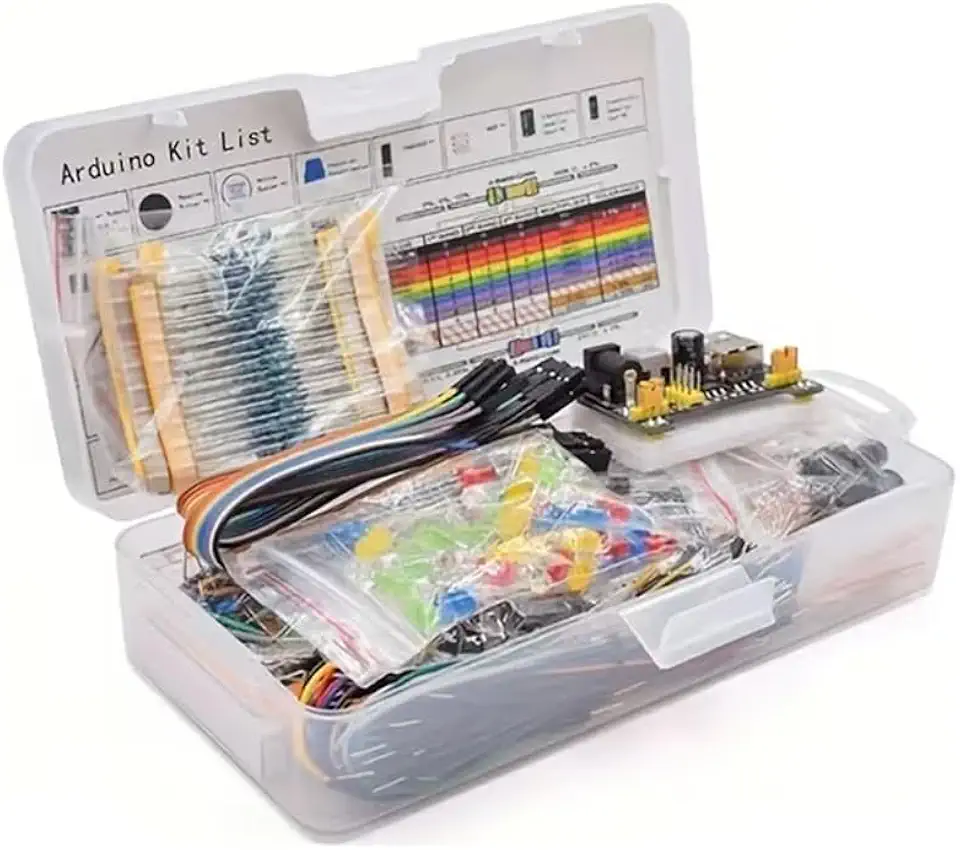 Kit de tábua de pão de 830 pontos com fios jumper e componentes eletrônicos para Arduino UNO R3, kit inicial de eletrônicos para iniciantes, projetos de circuito DIY