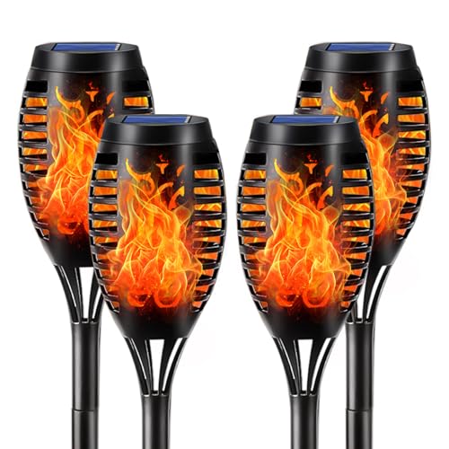 LQWELL® Solarleuchten Solar Fackellicht für Außen Garten 4 Stück...