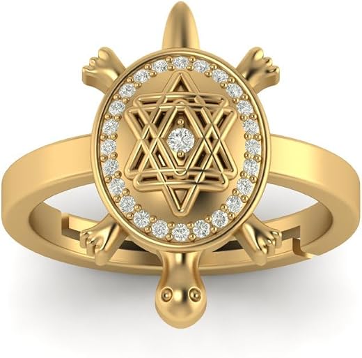 LMDPRAJAPATIS Certified Natural Navratna Best Of Luck Gold & Silver Plated Tortoise Adjustable Ring for Men Or Women's