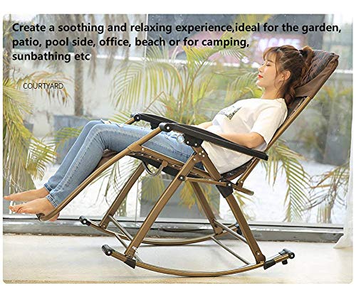 Cadeira de balanço dobrável para pátio adulto com almofada de bambu, reclinável resistente para cade