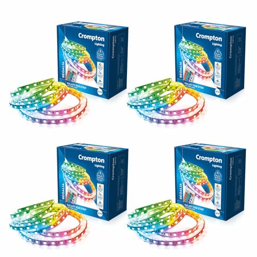 Image of Crompton Galaxy | Strip Light | 5 Meter | 300 LED | 36W | with in-Built Adaptor | Multicolour LED Lights (RGB) | Operated with Remote Control | 16 Modes Remote Control| Pack of 4