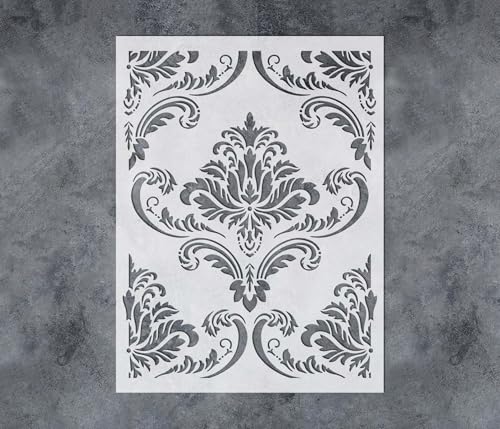 GSS Designs Large Damask Floral Stencil 16x21Inch DIY Wallpaper Alternative