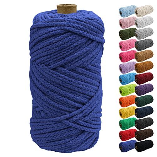 Uiopa Macrame Cord 5mm x 90m, Thick Macrame Rope 8-Strand Braided Cotton Rope