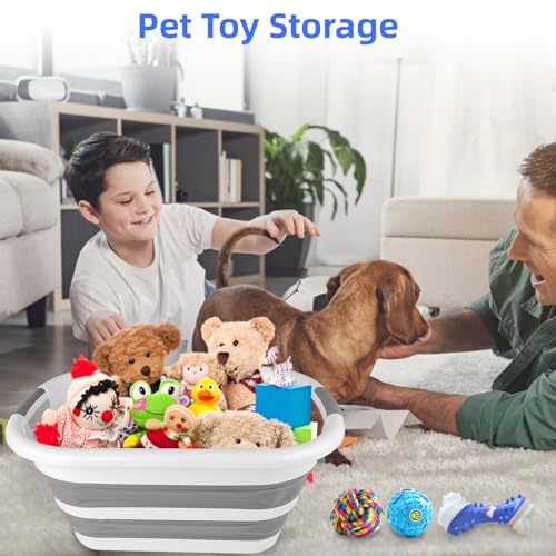 Image of COM4SPORT Collapsible Dog Bathtub,26L Foldable Pet Bathtub and Silicone Shower Brush, Pet Wash Tub for Puppy, Small Dog and Cat
