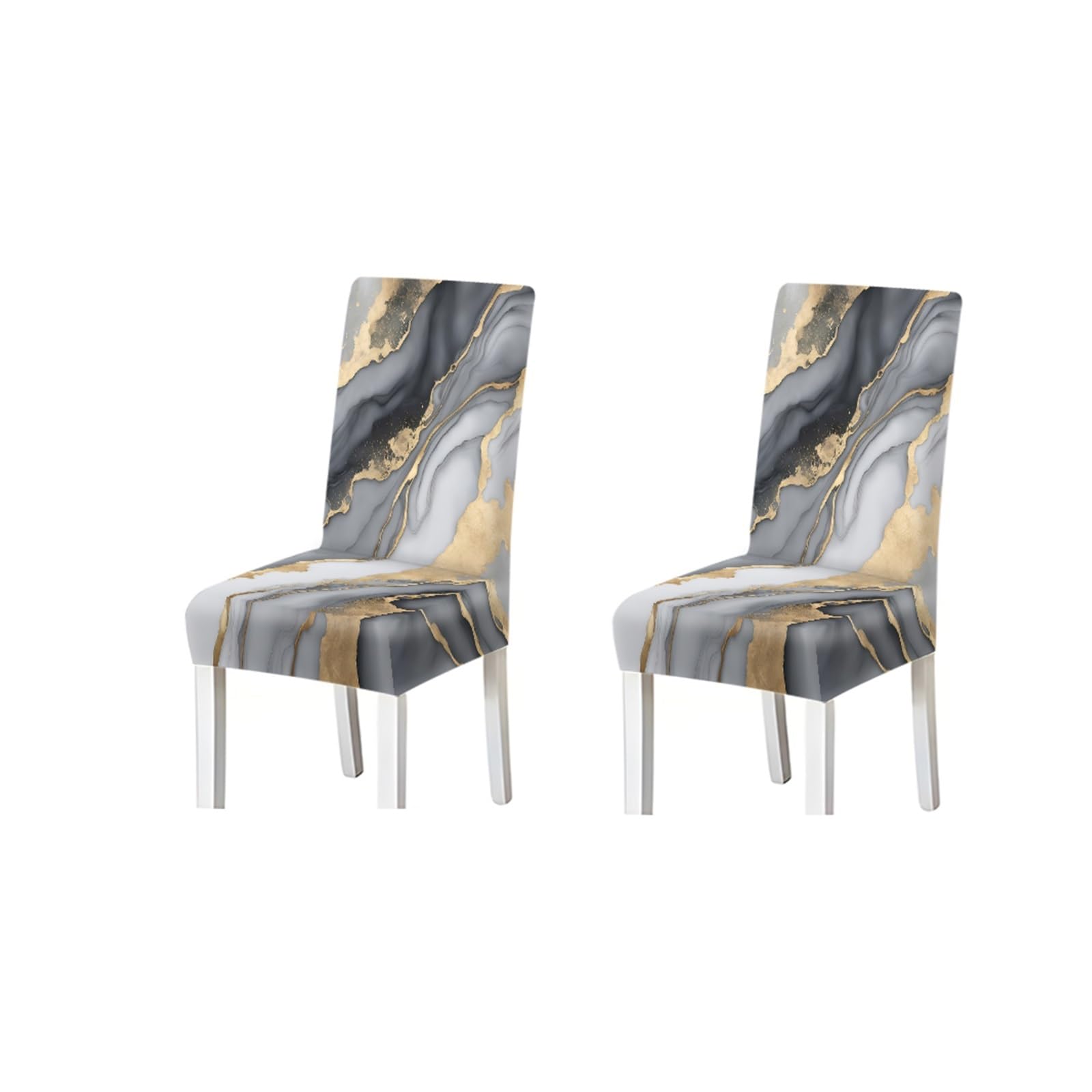 BOSUYBN Grey Damask Chair Covers Set Of 2/4/6, Elegant Stretch Dining Chair Slipcovers Furniture Protectors for Home Dining Room(2PCS Chair cover)