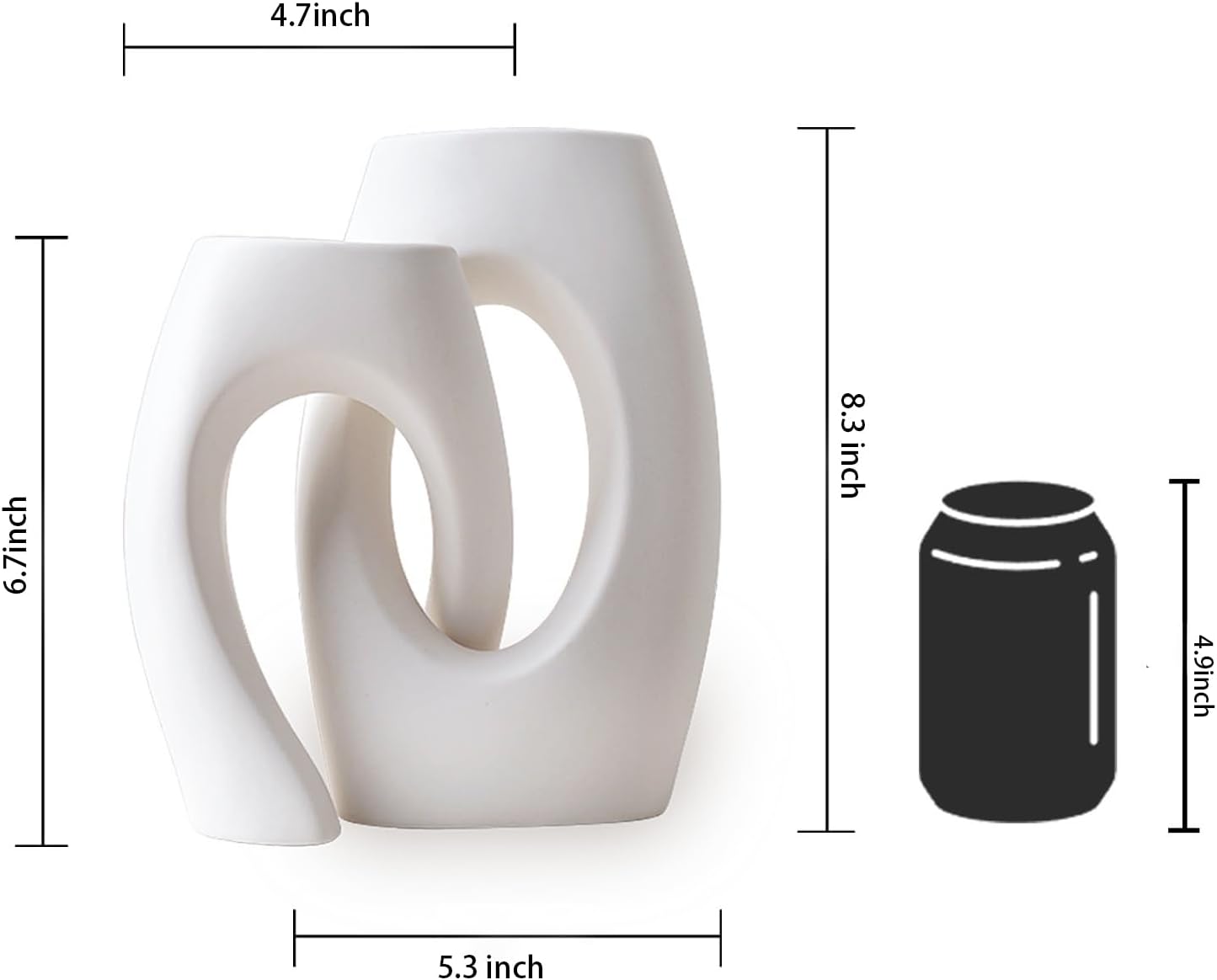 Ceramic Vase Set of 2 by DecoVlog, White Hollow Living Room Decor Vase, Minimalist Decorative Modern Boho Vase for Table Centerpiece Wedding Dining Living Room Office House Decoration