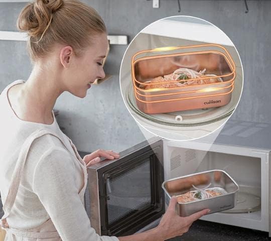 Miniatura 9 de CUITISAN FLORA RECTANGLE CONTENEDOR HERMANO NO.8 60.8oz, CONTENEDOR DE ALIMENTOS DE ACERO INOXIDABLE, IMPERMEABLE AL AGUA, MICROONDAS Y LAVAVAJILLAS