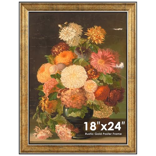 Picrit 18x24 Rustic Gold Poster Frame Shatterproof Cover 1 Pack