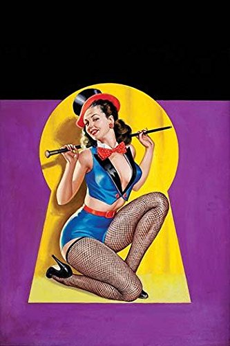 Beautiful Girl in High Heels & two piece suit wears a top hat and holds a cane on stage and is viewed thru a keyhole Poster Print by Peter Driben (18 x 24)