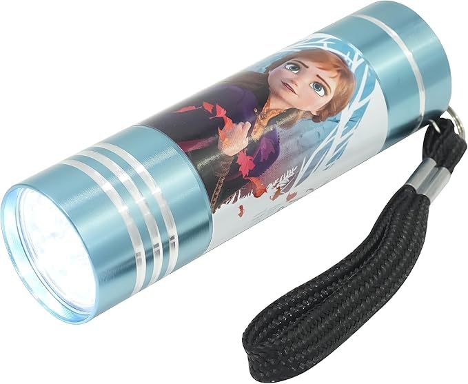 Frozen Kids Aluminum 9 LED Torch with Colours Featuring Girls 3+ Years - Frozen Light Blue Xmas, Birthday, Travel and Thanksgiving Gifts– Plastic Flashlight Toy Gift