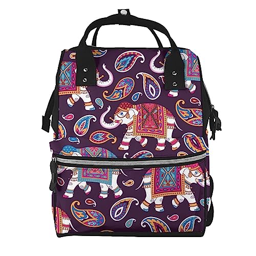 Sac à dos à couches éléphants et cachemire style indien multicolore