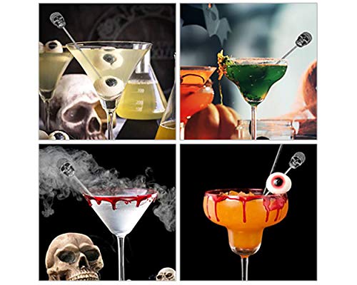 Ds. Distinctive Style Skull Cocktail Picks 6 Pieces Stainless Steel Olive Picks Reusable Fruit Sticks For Halloween Party - Set A #TOP2