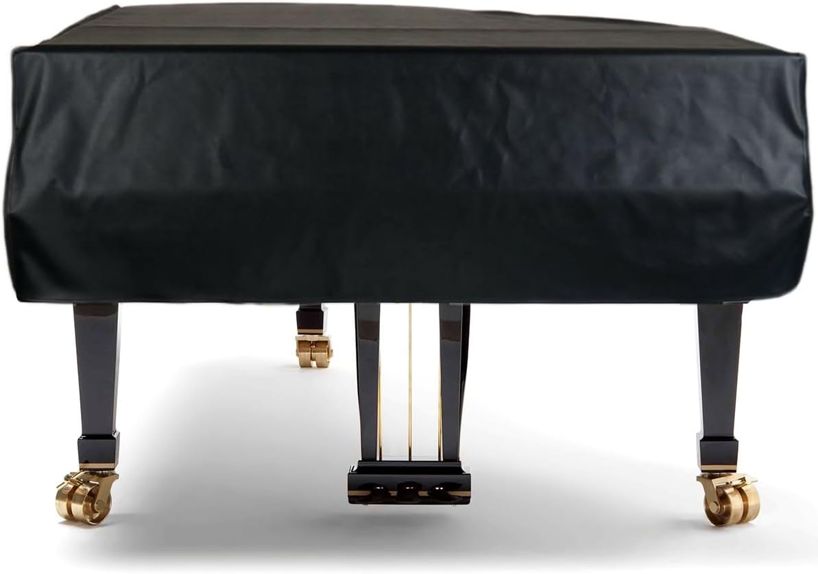 TINDTOP Grand Piano Cover, Leather Waterproof Dustproof Baby Piano Cover Washable Soft Bordered Decorated Full Triangle Piano Protective Cover