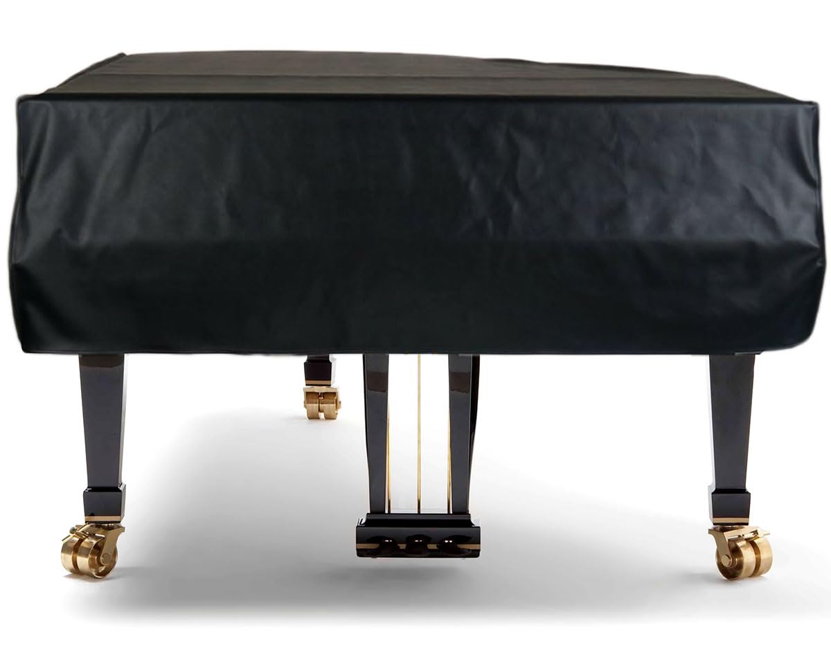 TINDTOP Copertura per pianoforte a coda, in pelle, antipolvere, lavabile, morbida, decorata, copertura protettiva per pianoforte a triangolo (L - 200 cm)