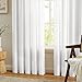 Anpark White Semi Sheer Curtains Linen Rod Pocket Curtains Tiebacks Included Semi Sheers, Privacy & Serenity for Bedroom, Soft Light for Relaxation - 52