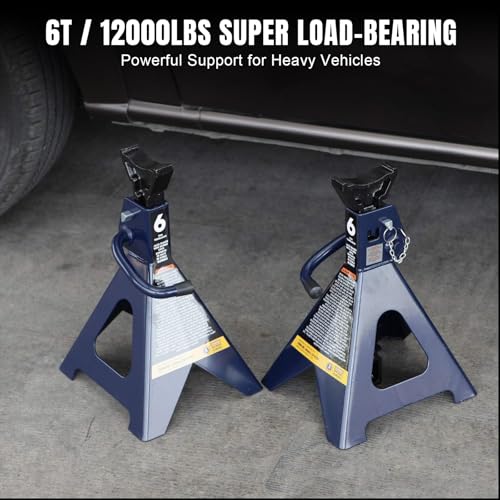 TCE 6 Ton (12,000 LBs) Capacity Double Locking Steel Jack Stands, 2 Pack, Blue, AT46002AU by TCE - Image 7