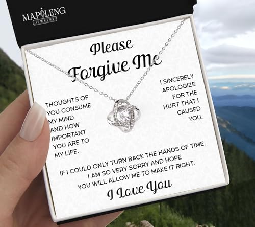I'm Sorry Necklace Gifts With Message Card And Gift Box, I'm Sorry Gifts For Her, Im Sorry Love Knot Necklace For Her, I Love You I'm Sorry Gift, I’m Sorry Gift For Wife, Girlfriend Apology Gift3