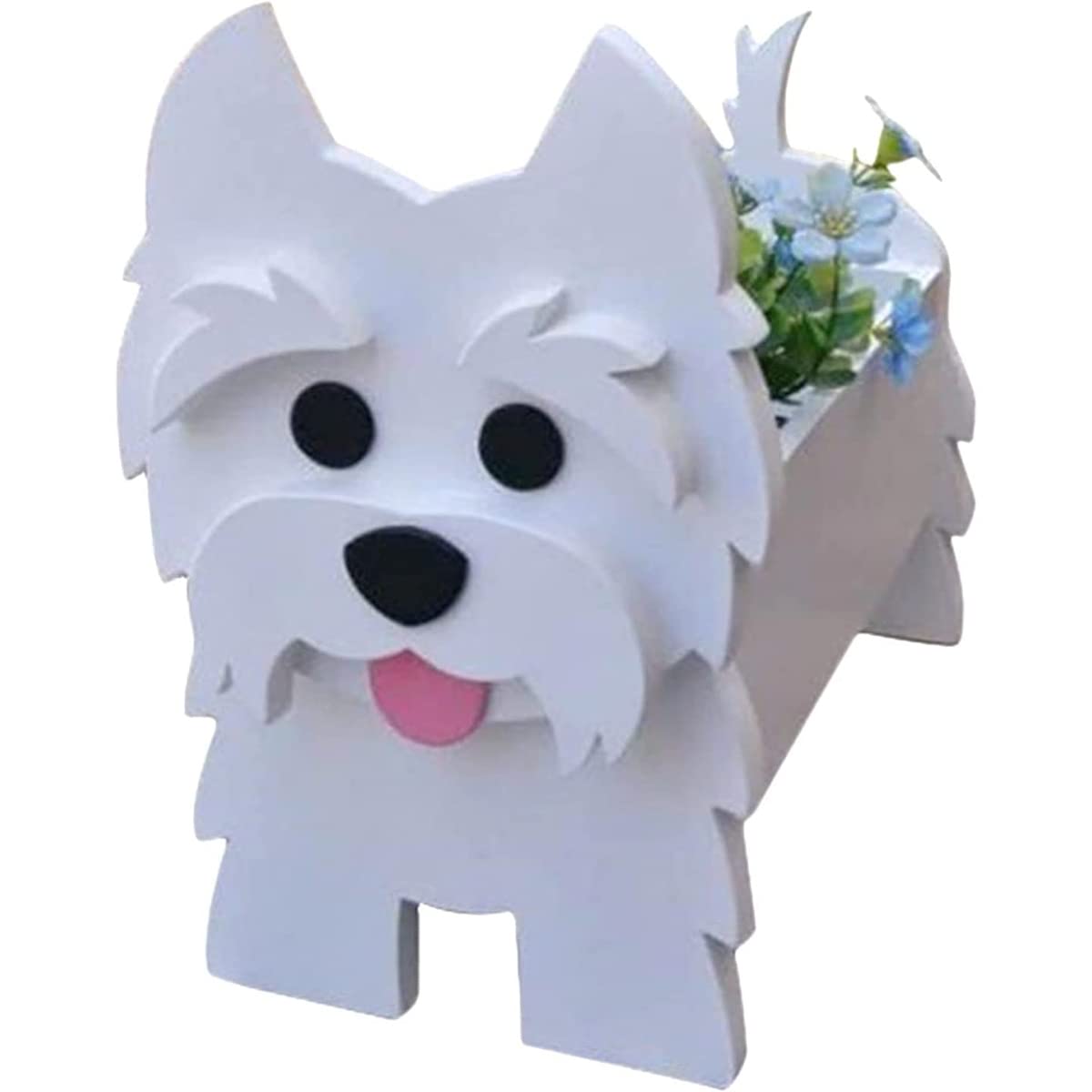 Plant Flower Pot Dog Planter Cute Ornament, Dog Flower Pot, Plant Container Holder PVC Material, for Garden Outdoor Indoor Decoratidog Flower Pot,West White Terrier,L