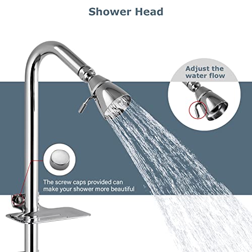 Aolemi 3 Inch Center Polish Chrome Outdoor Shower Kit Wall Mounted Utility Shower Faucet With Soap Dish 2 Handles Exposed Shower Faucet Set With Shower Head #TOP3