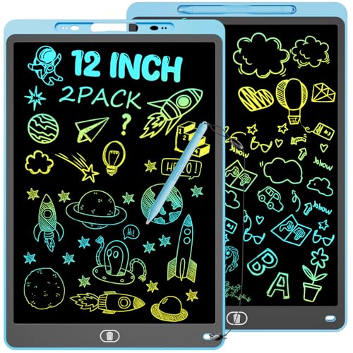 2 Pack Bunte LCD Schreibtafel für Kinder, 12 Zoll Mal Tablet...
