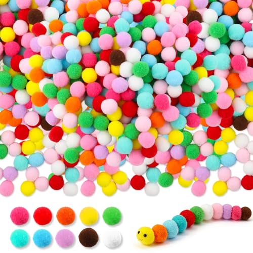 100PCS Mini Pom Poms Bulk for Crafts - 1.5cm Pastel Pom Poms & Colorful Pompoms for Crafting - Small Pompom Balls for DIY Creative Craft Materials/Handicraft Decorations (Mixed Colors)