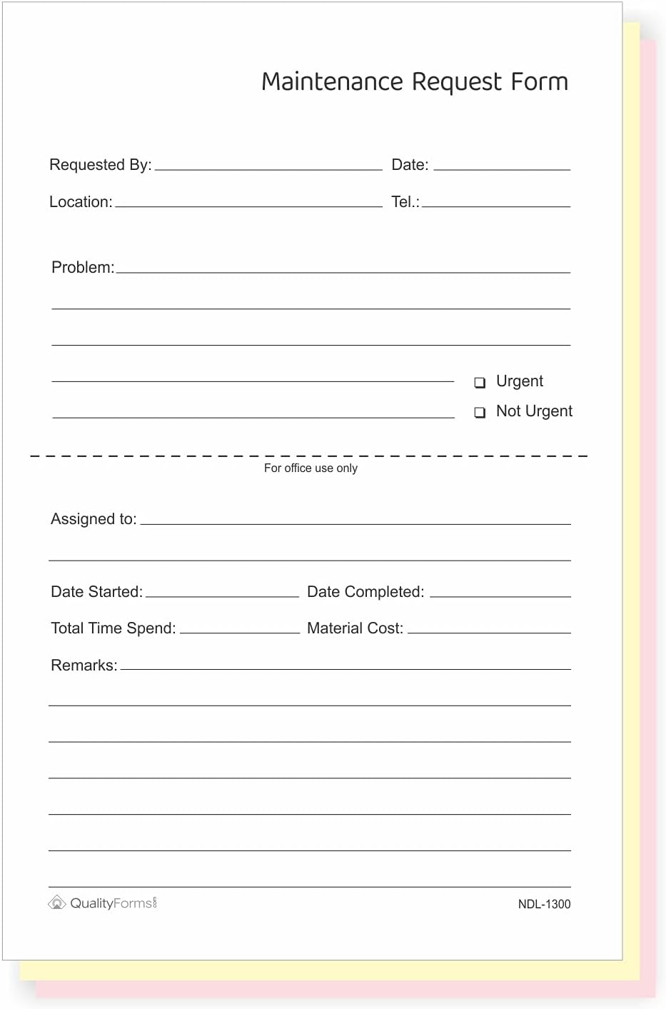 NextDayLabels - Maintenance Request Forms 5-1/2 x 8-1/2 NCR Carbonless (3 Part, 100 Sets)