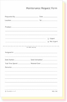 NextDayLabels - Maintenance Request Forms, 3 Part NCR Carbonless, 5-1/2" x 8-1/2" - 100 Sets - Made in The USA