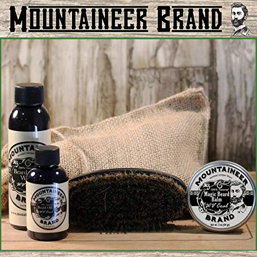 Beard Grooming Care Kit For Men By Mountaineer Brand | Beard Oil (2Oz), Conditioning Balm (2Oz), Wash (4Oz), Brush (Wv Coal) #TOP1