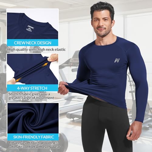 MeetHoo Men’s Compression Shirt Long Sleeve Shirts Sport Running Tops Sweat Wicking Quickly Dry Base Layer Top for Fitness Running Cycling Gym Basketball - Image 4