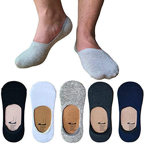 IMAXSELL Men's No Show Loafer Socks 3/5 Pack Thin Low Cut Casual Cotton Boat Shoe Non Slip Invisible Socks