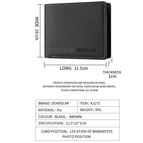 Men Wallet Black PU Material 4 Card Holder 2 Money Pockets 1 Clear Window Suitable for Gifts without RFID Slim Small for Traveling3