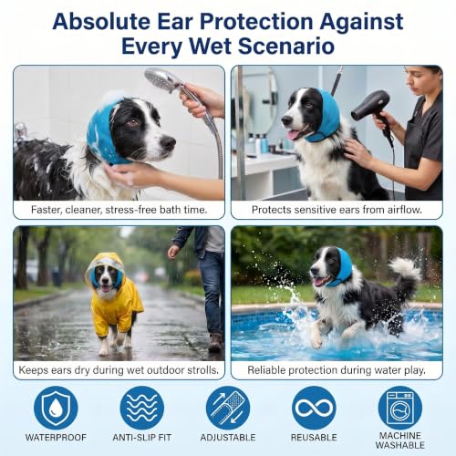 iKeep Waterproof Dog Ear-Cover for Bath: Keep Water Out During Bath Time - Reduce Ear Infection Risk By 97% - Anti-Slip Fit for Medium Breeds Cocker Spaniel/Beagle/Springer Spaniel by iKeep - Image 7